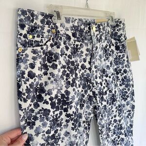MICHAEL KORS Izzy Blue White Floral Cropped Skinny Jean Women’s Size 16, NWT!